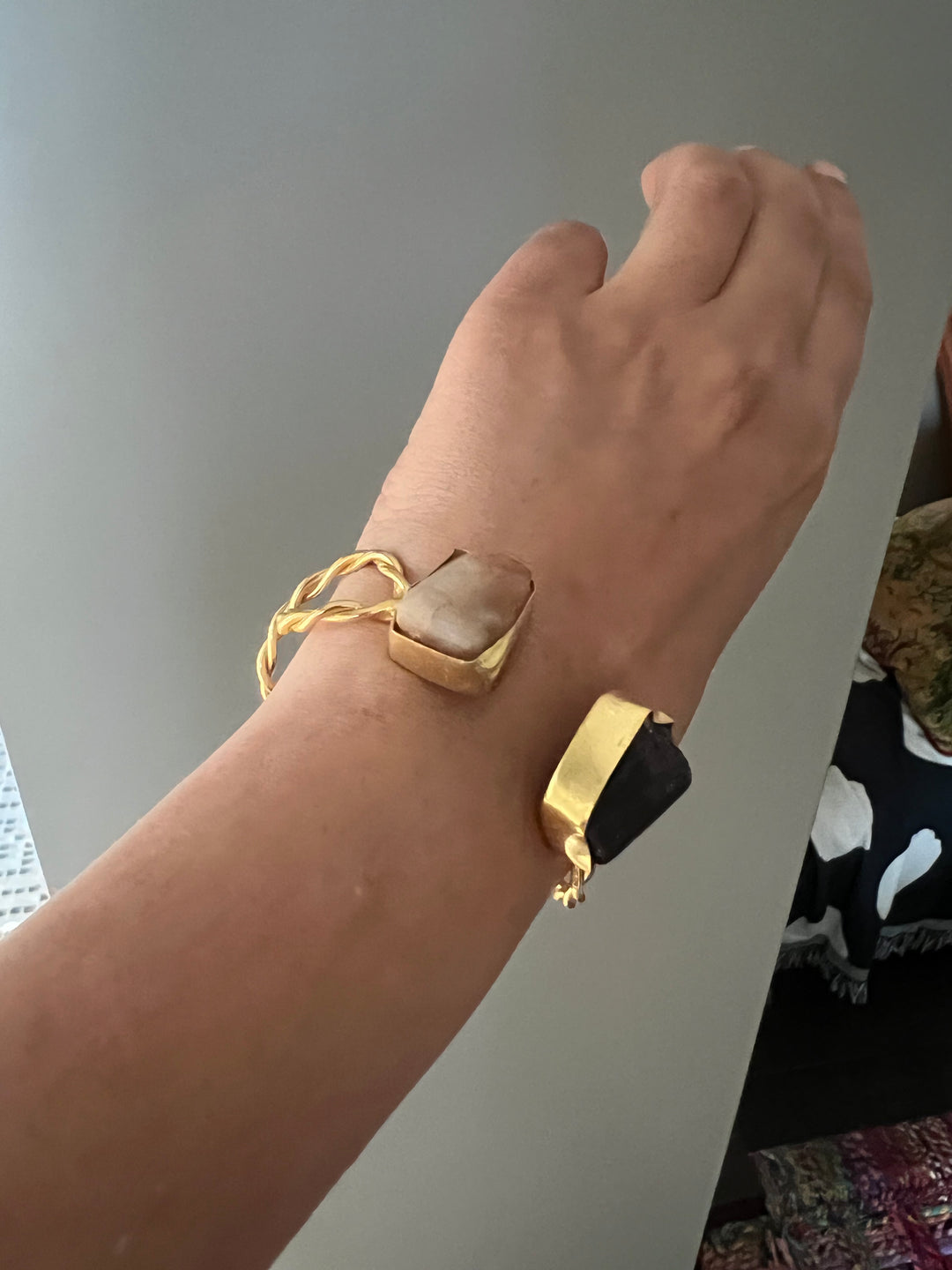 Beautiful Natural Raw Stone Open Cuff