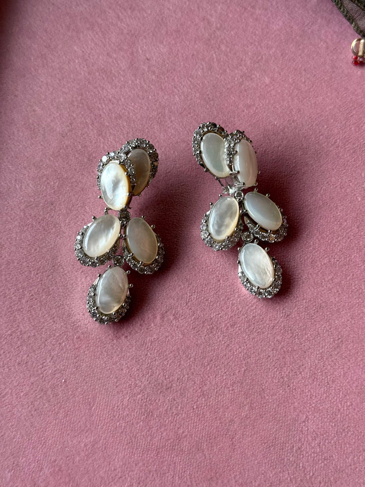 Mother of Pearl Diamond-Look Drop Earrings