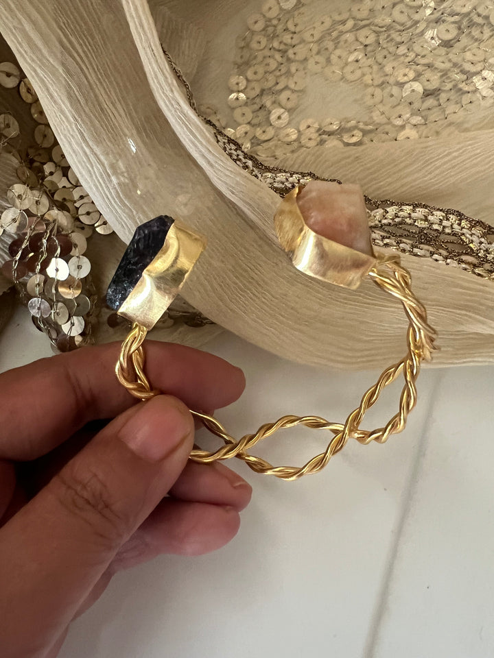 Beautiful Natural Raw Stone Open Cuff