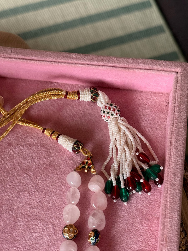 SHIVKA Rose Quartz Kundan Necklace | Multicolor Semi-Precious Stones