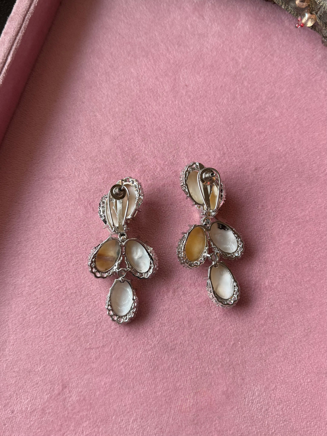 Mother of Pearl Diamond-Look Drop Earrings