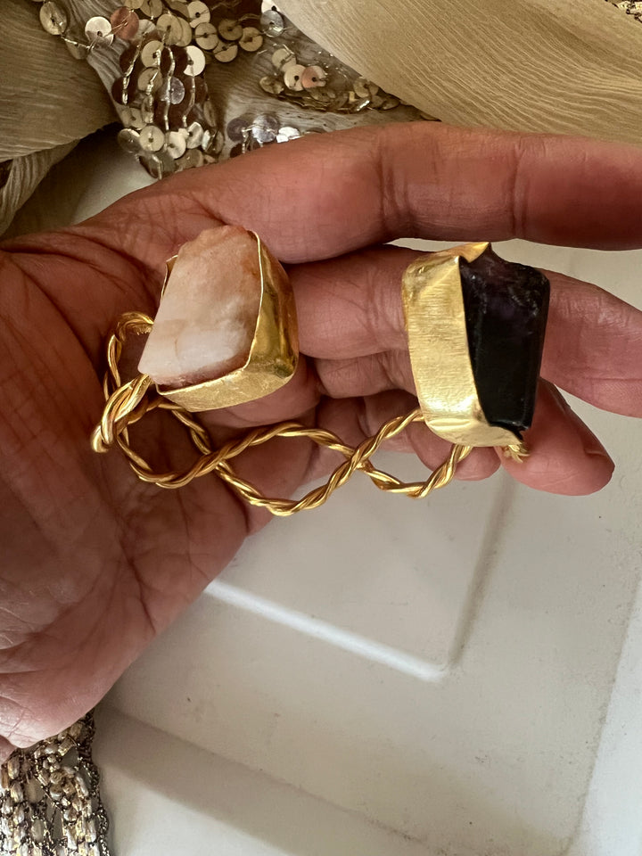 Beautiful Natural Raw Stone Open Cuff