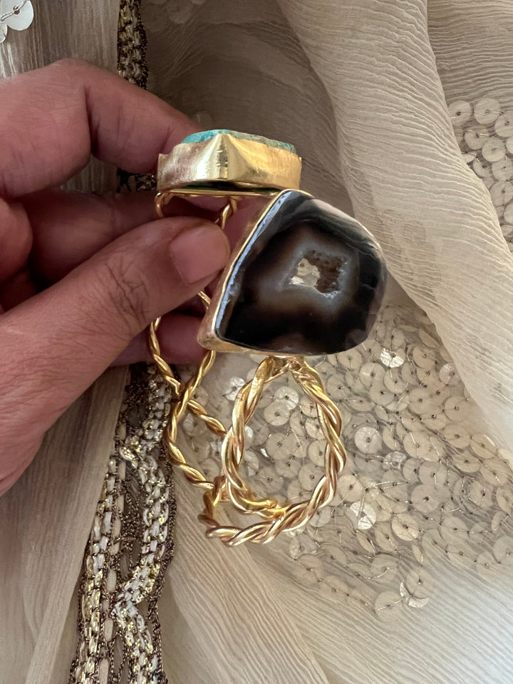 Beautiful Natural Raw Stone Open Cuff