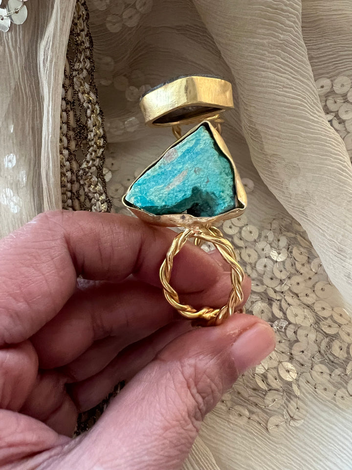 Beautiful Natural Raw Stone Open Cuff