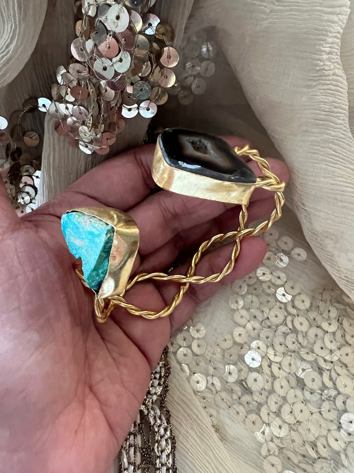 Beautiful Natural Raw Stone Open Cuff