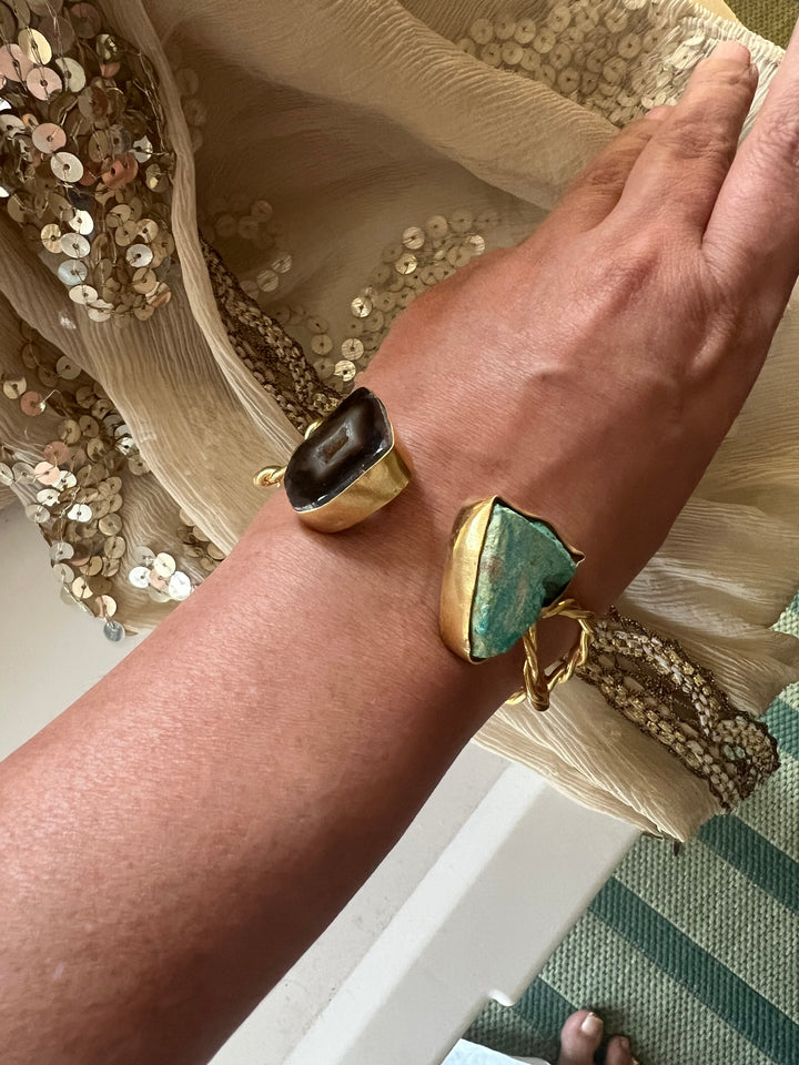 Beautiful Natural Raw Stone Open Cuff
