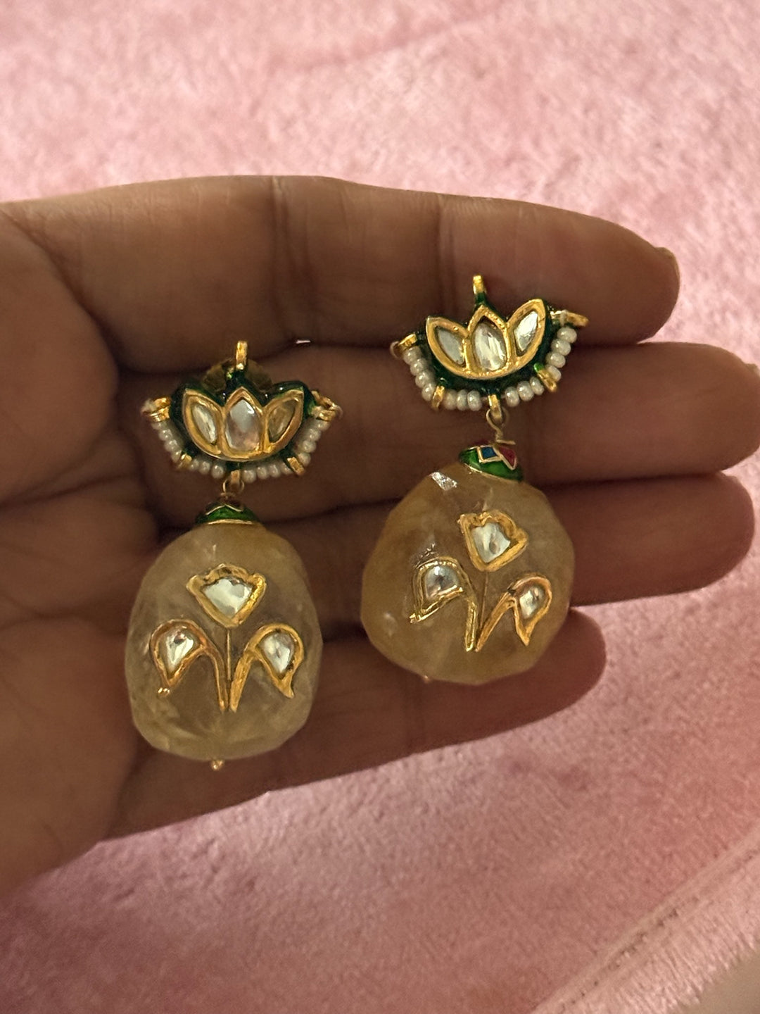 SHIVKA Citrine Kundan Earrings | Semi-Precious Wedding Jewelry
