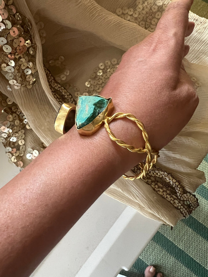 Beautiful Natural Raw Stone Open Cuff