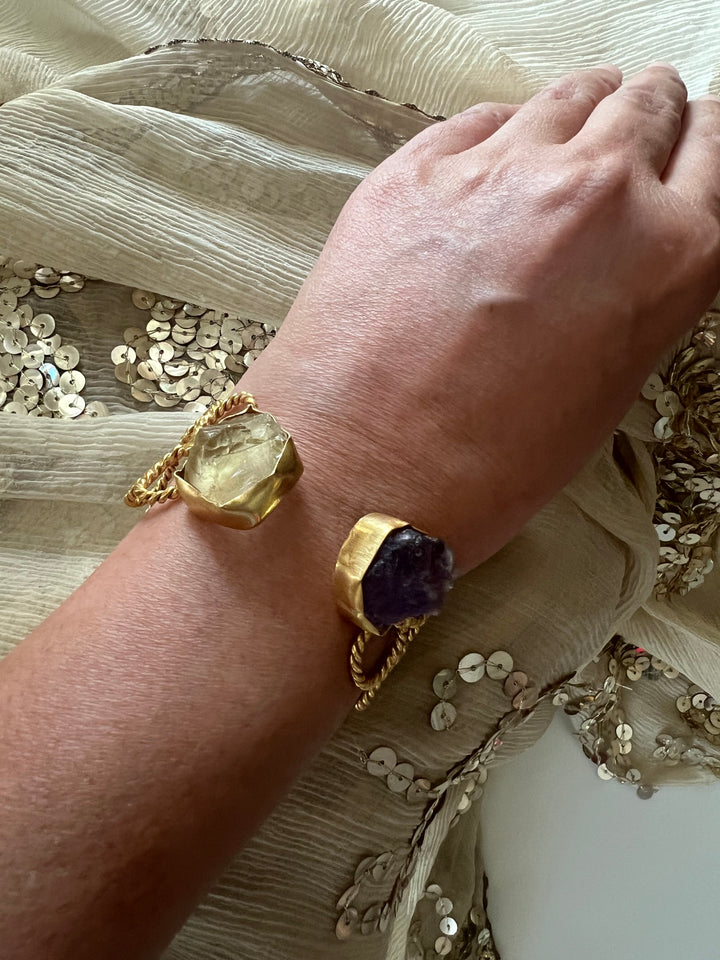 Beautiful Natural Raw Stone Open Cuff