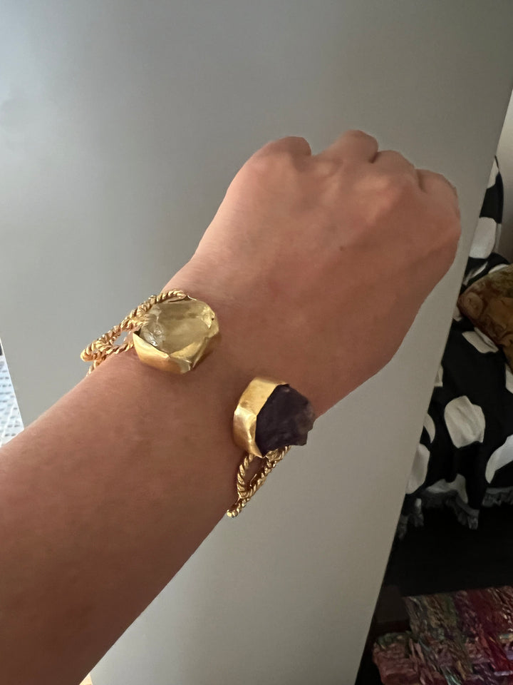 Beautiful Natural Raw Stone Open Cuff