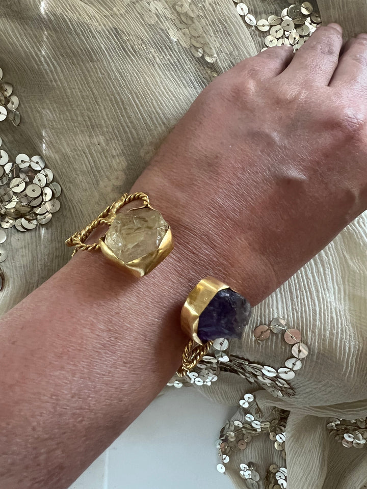 Beautiful Natural Raw Stone Open Cuff