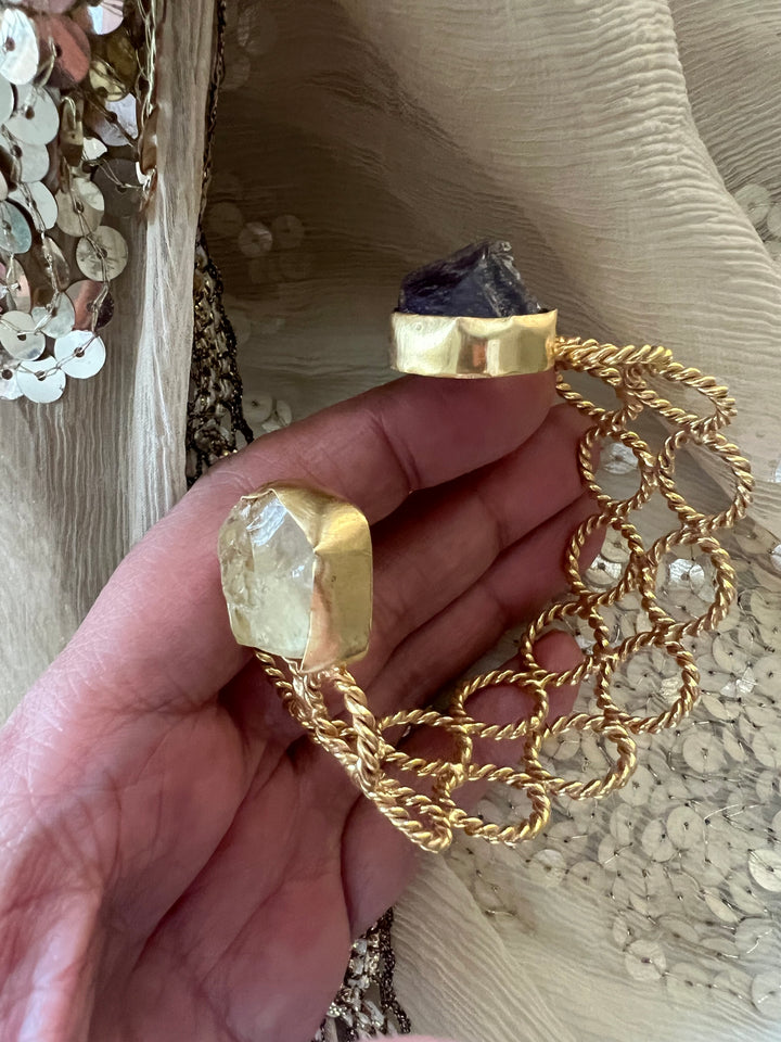 Beautiful Natural Raw Stone Open Cuff