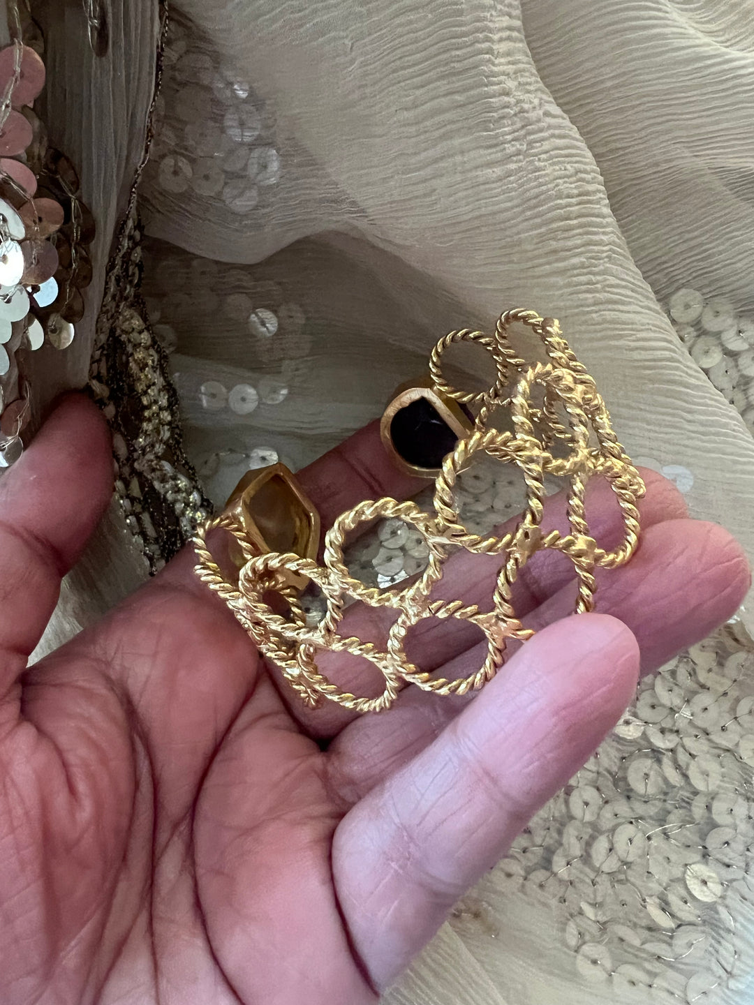 Beautiful Natural Raw Stone Open Cuff