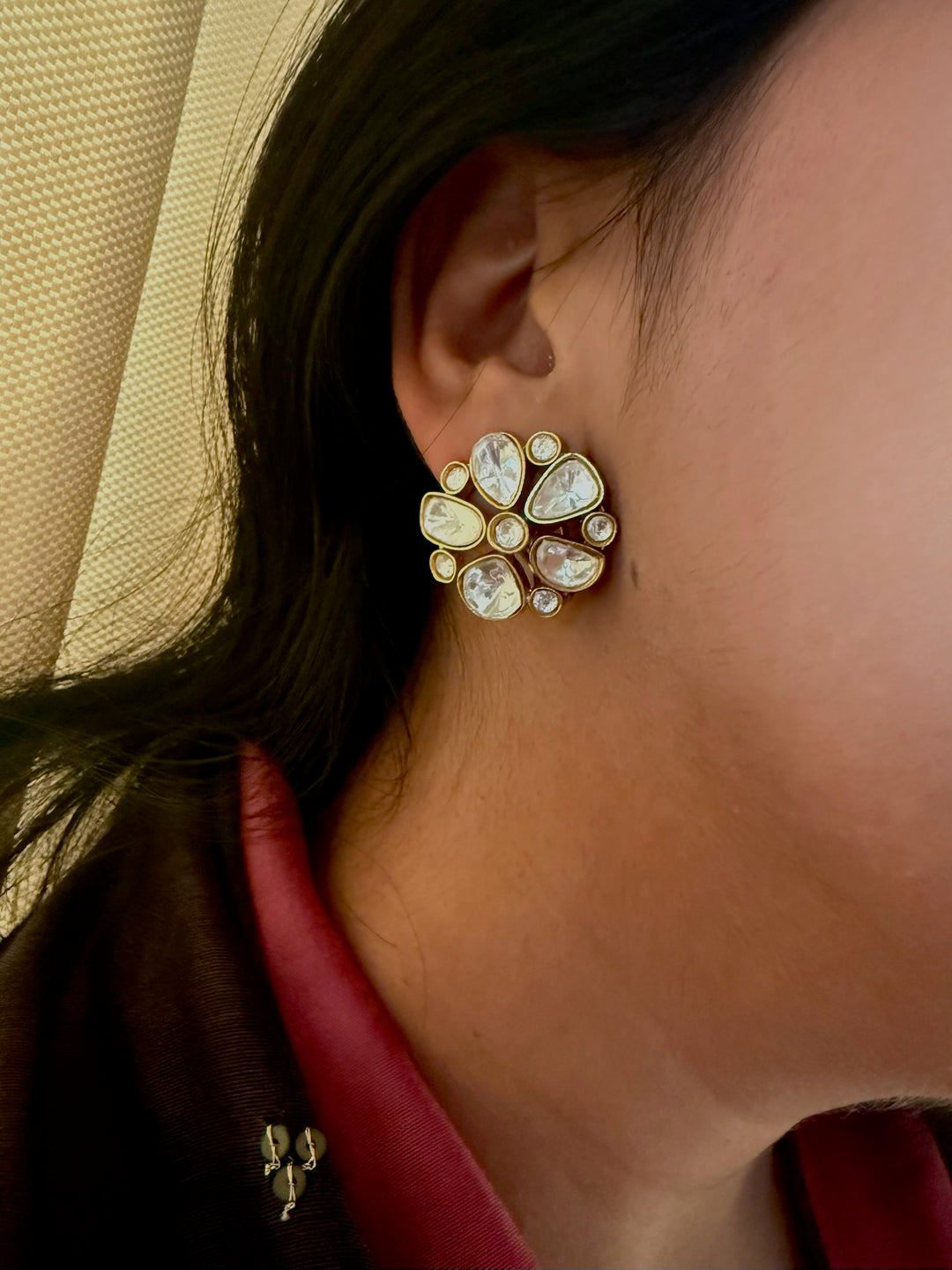 Wedding Kundan CZ Earrings | SHIVKA | Gold-Plated Lightweight Elegance