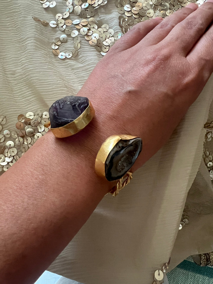 Beautiful Natural Raw Stone Open Cuff