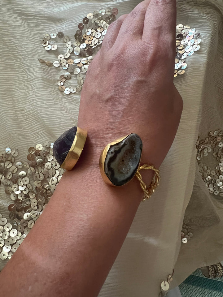 Beautiful Natural Raw Stone Open Cuff