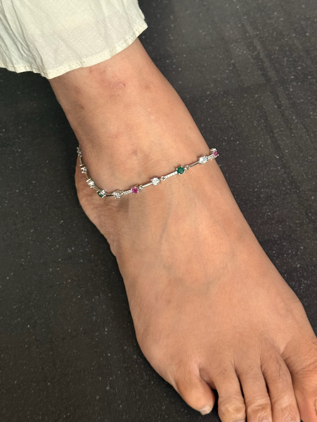 Pure 925 Silver Marcasite Anklets- Set of 2