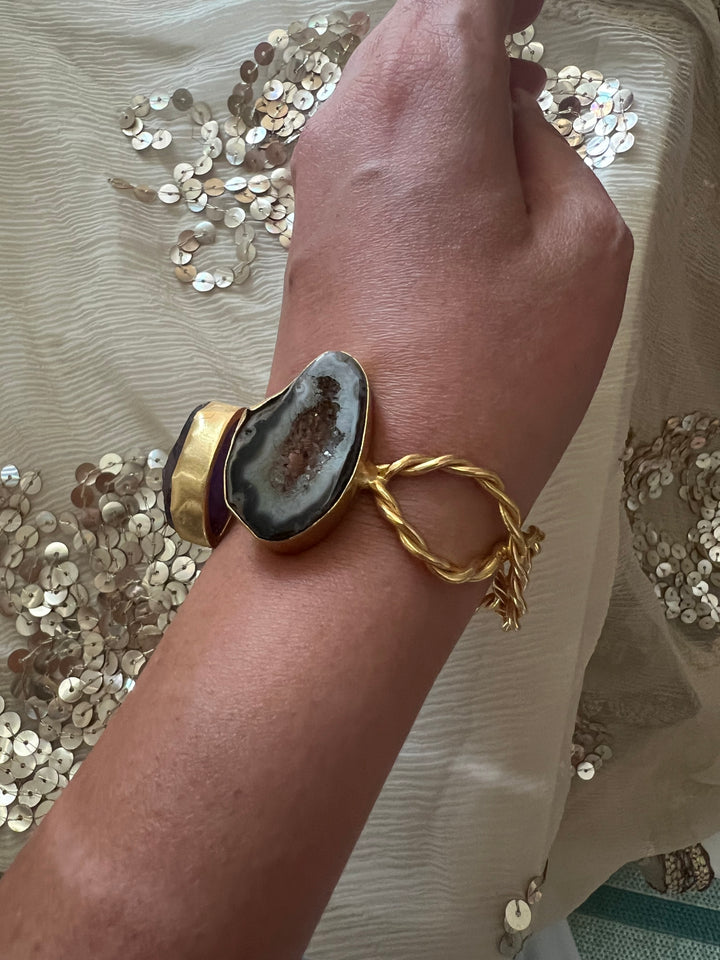 Beautiful Natural Raw Stone Open Cuff