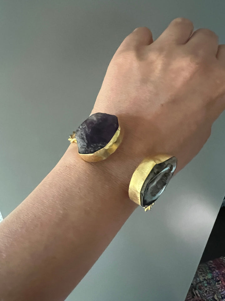 Beautiful Natural Raw Stone Open Cuff