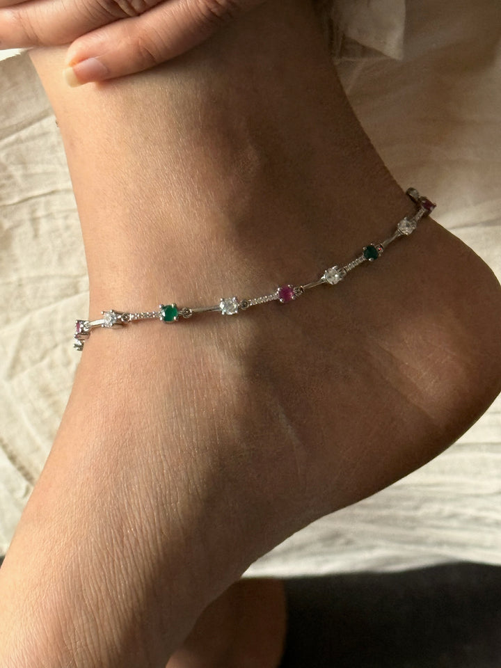 Pure 925 Silver Marcasite Anklets- Set of 2