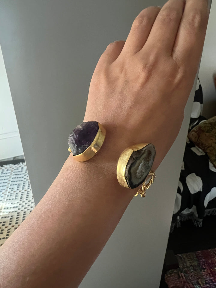 Beautiful Natural Raw Stone Open Cuff