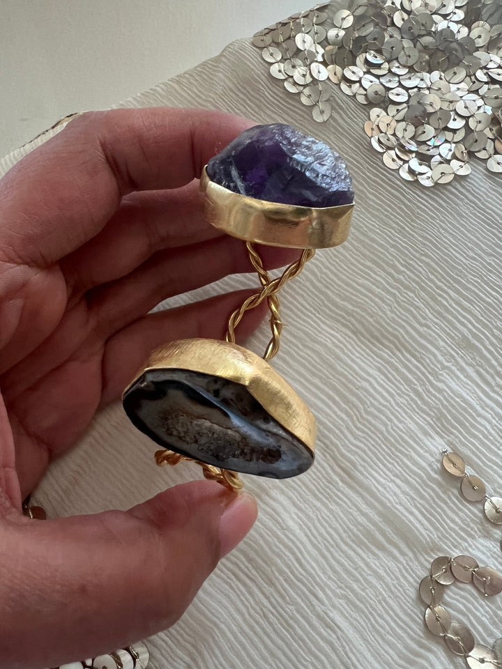 Beautiful Natural Raw Stone Open Cuff