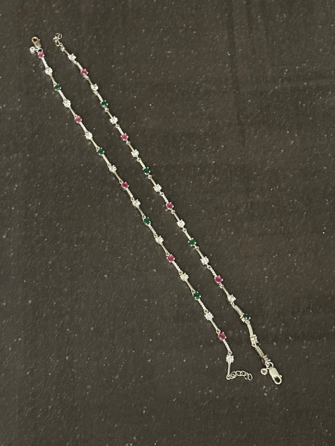 Pure 925 Silver Marcasite Anklets- Set of 2