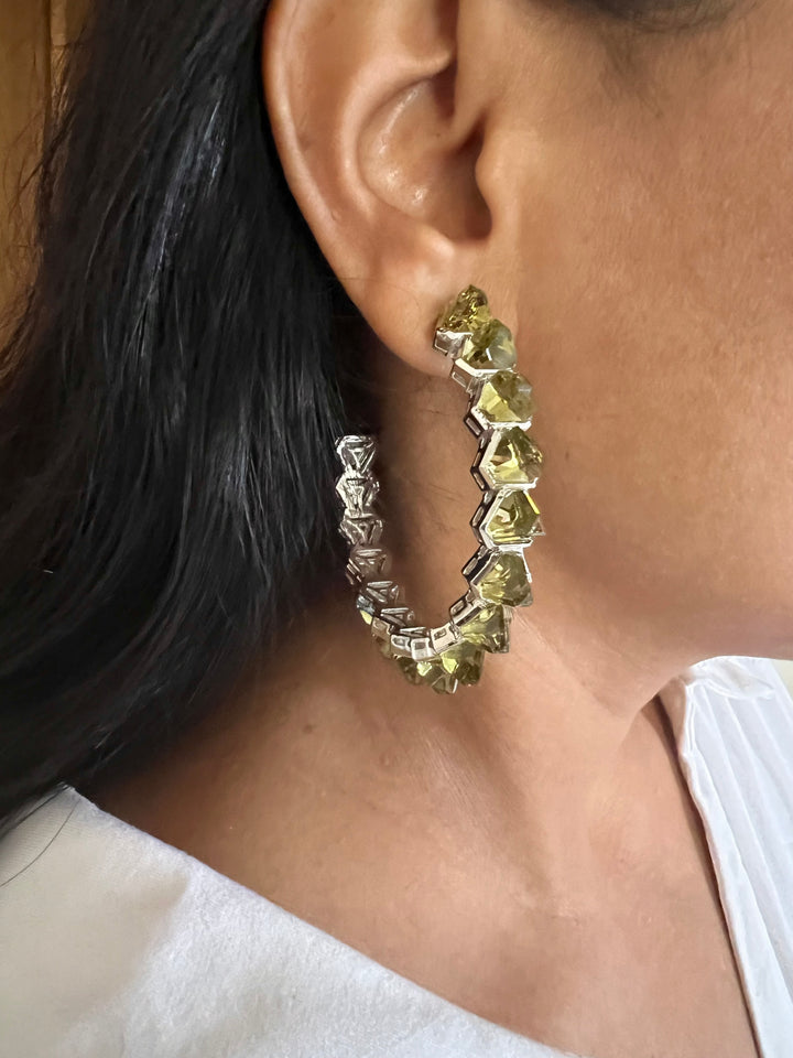Scintillating Stone Hoops - Radiate Elegance
