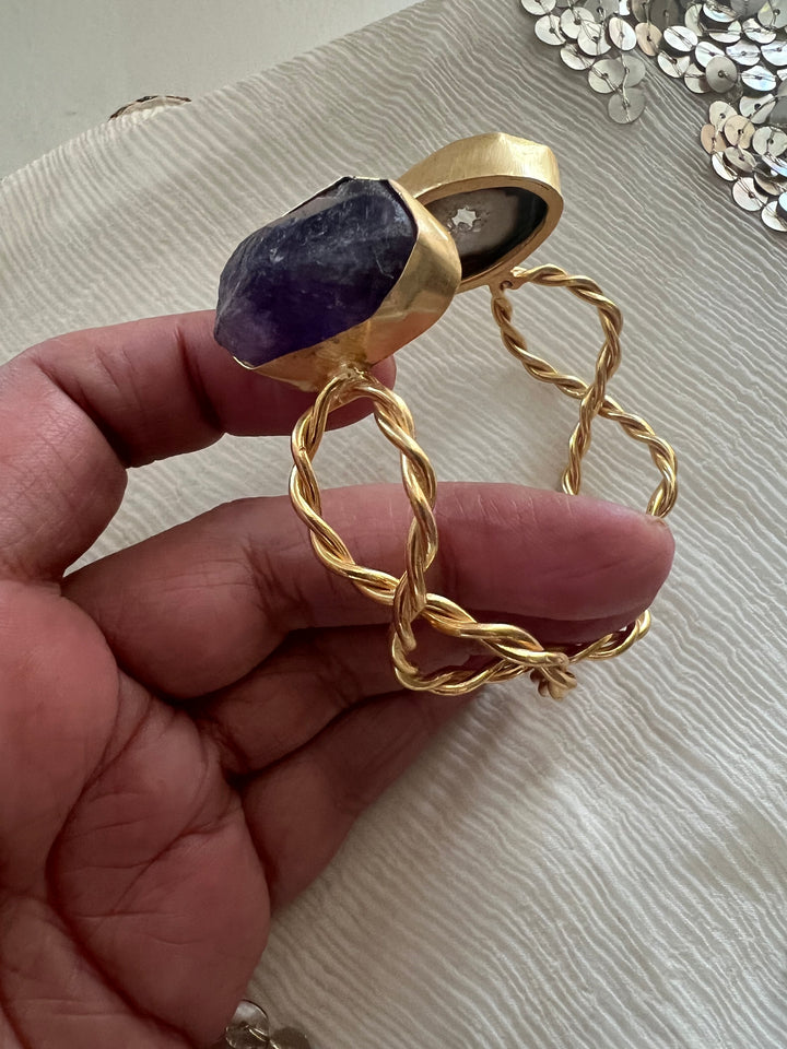 Beautiful Natural Raw Stone Open Cuff