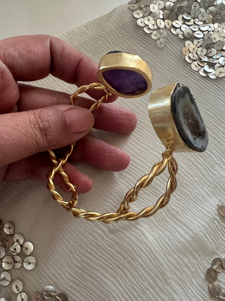 Beautiful Natural Raw Stone Open Cuff