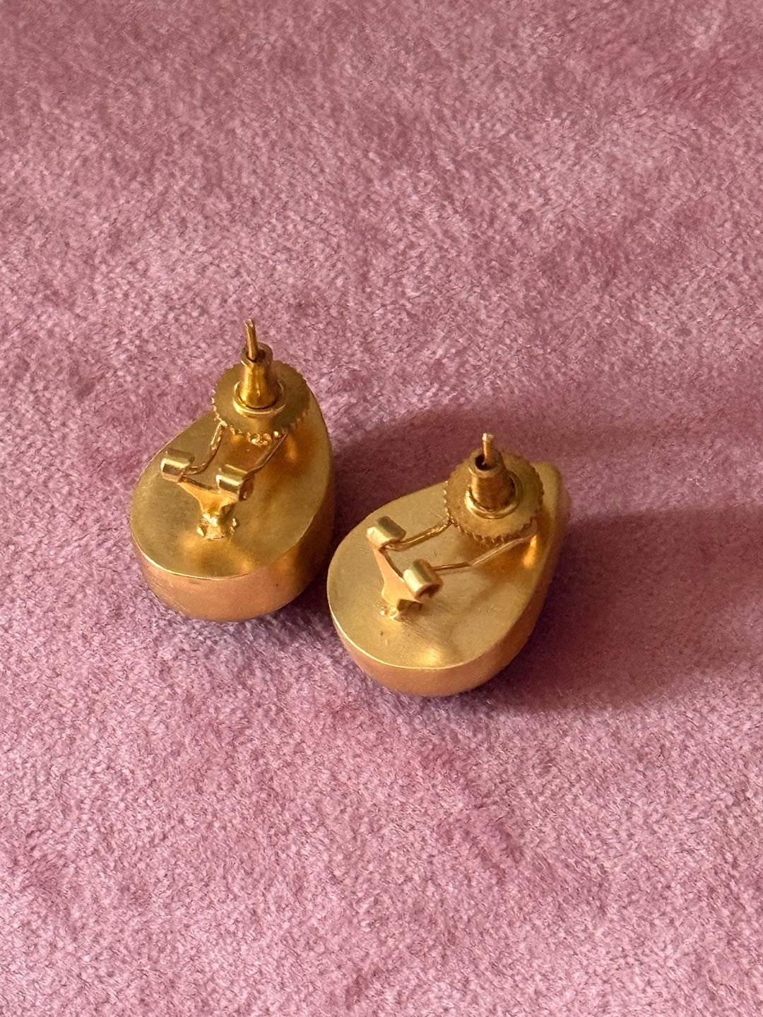 SHIVKA Labradorite Gold Studs | Natural Stone Earrings | Evening Glam