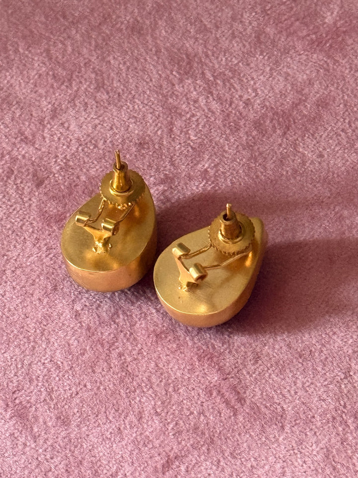 SHIVKA Labradorite Gold Studs | Natural Stone Earrings | Evening Glam