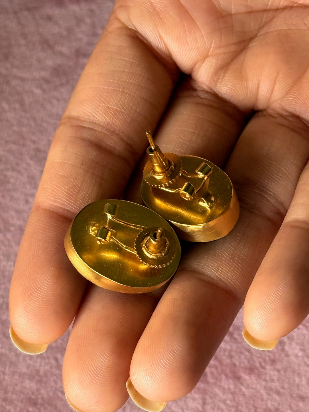 SHIVKA Labradorite Gold Studs | Natural Stone Earrings | Evening Glam