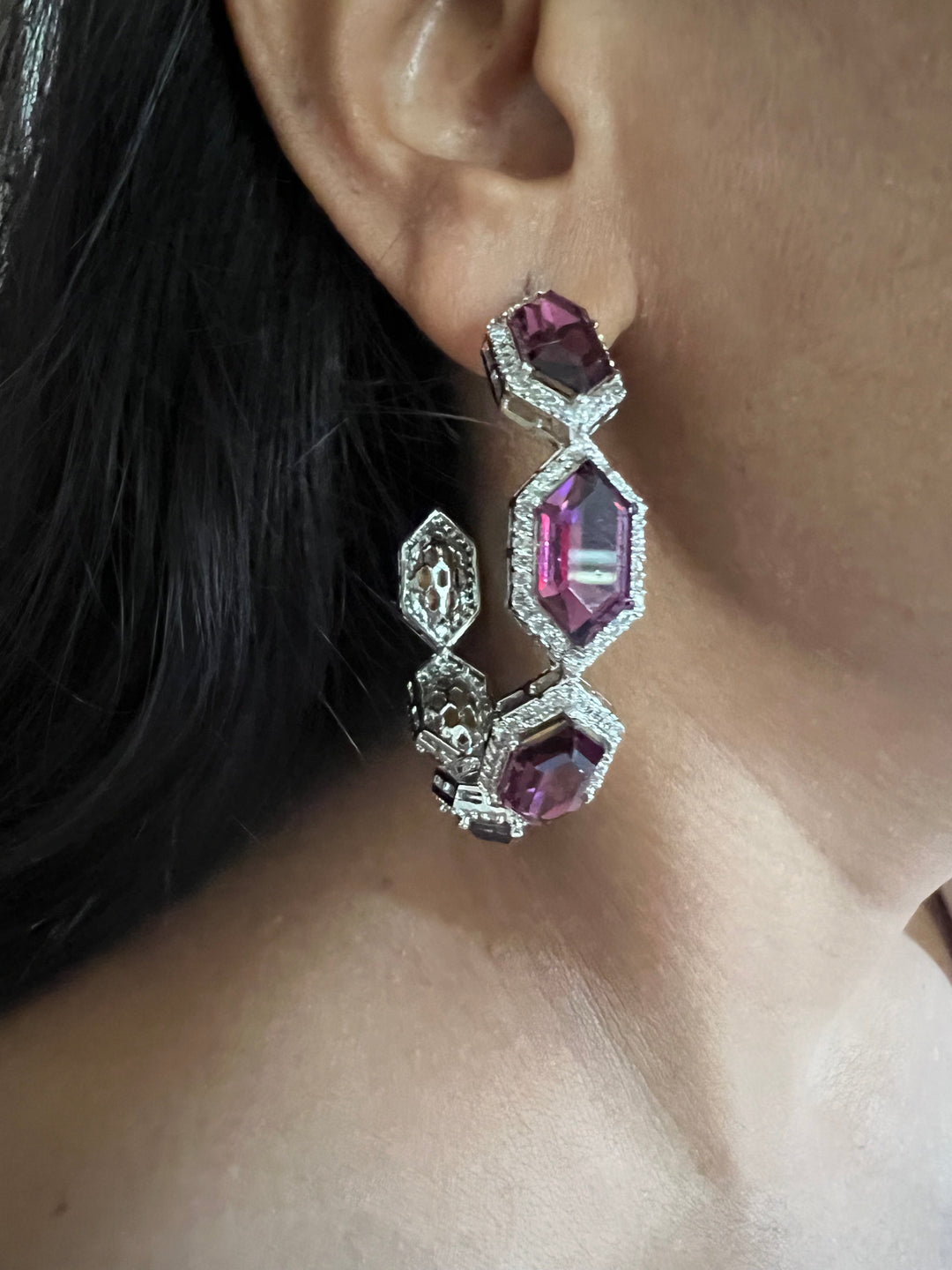 Scintillating CZ Stone Hoops - Radiate Elegance