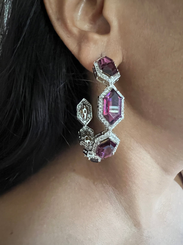 Scintillating CZ Stone Hoops - Radiate Elegance