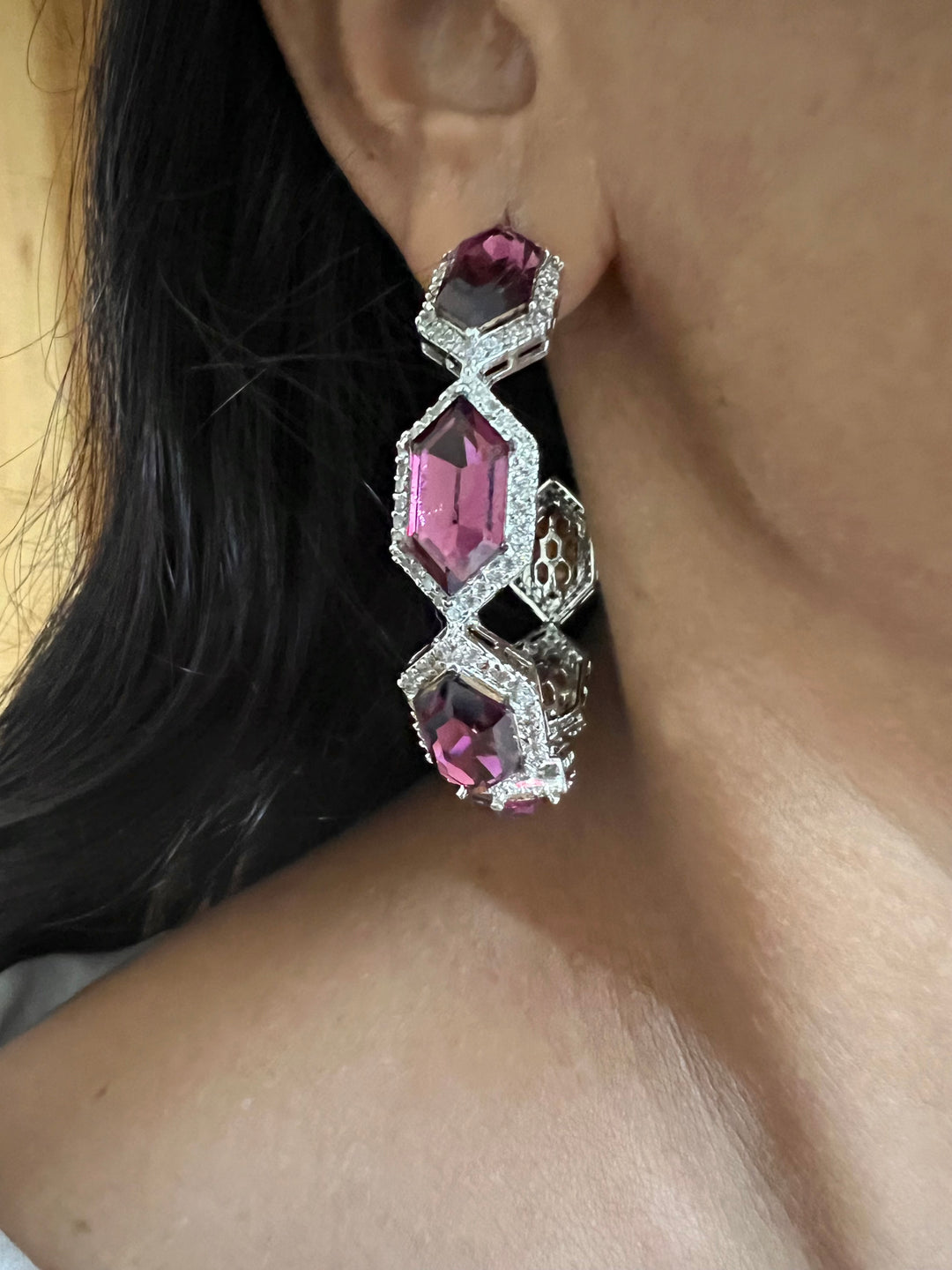 Scintillating CZ Stone Hoops - Radiate Elegance