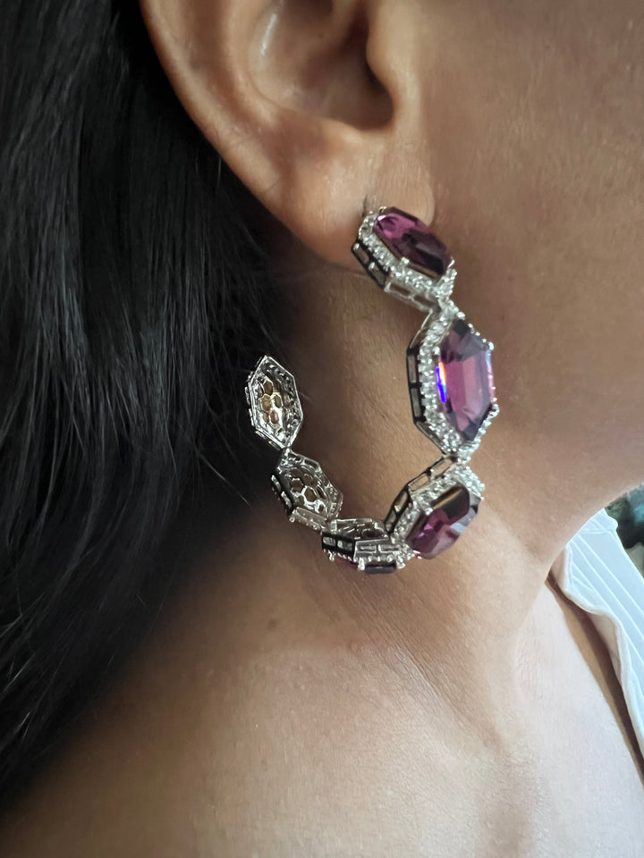 Scintillating CZ Stone Hoops - Radiate Elegance