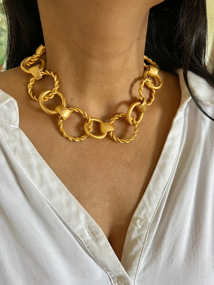 Statement Chain Gold Tone Hasli Necklace