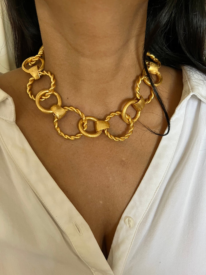 Statement Chain Gold Tone Hasli Necklace