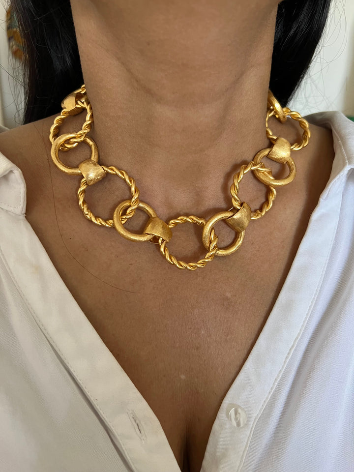 Statement Chain Gold Tone Hasli Necklace