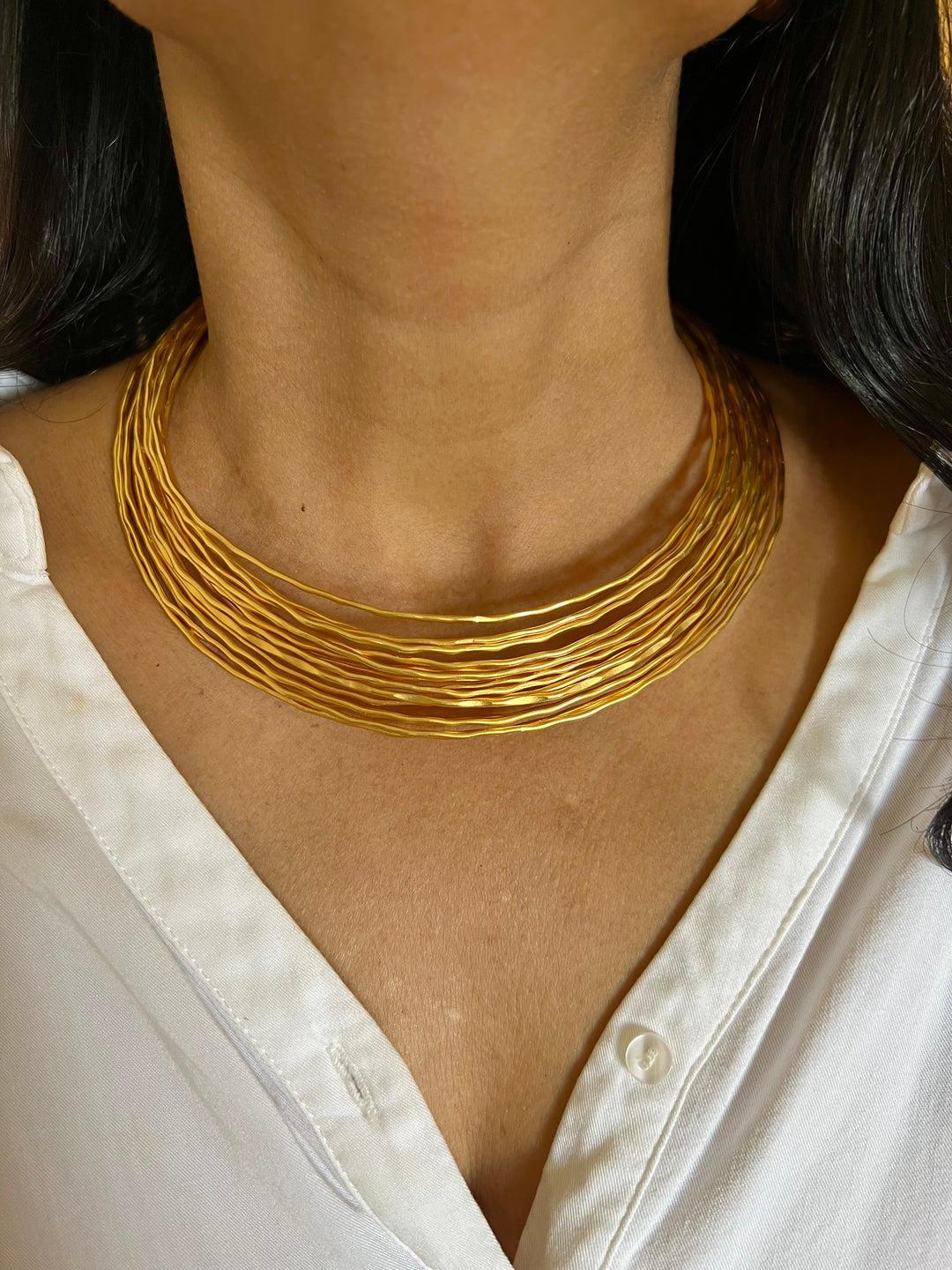 Statement Gold Tone Hasli Necklace