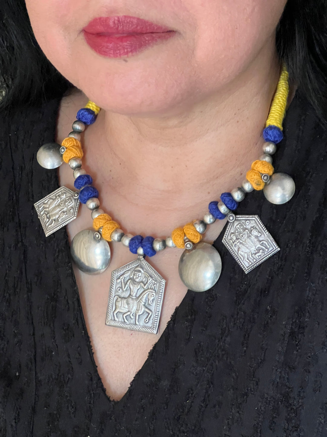 Tribal Pendant Thread Necklace
