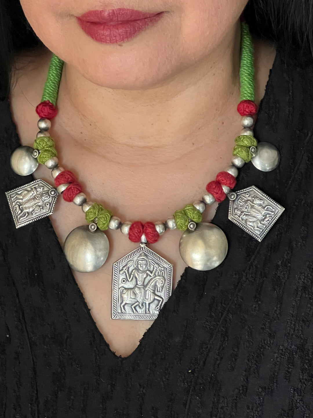 Tribal Pendant Thread Necklace