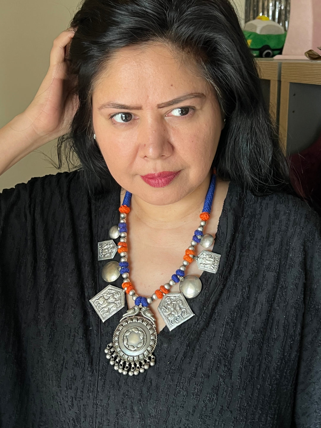 Tribal Pendant Thread Necklace