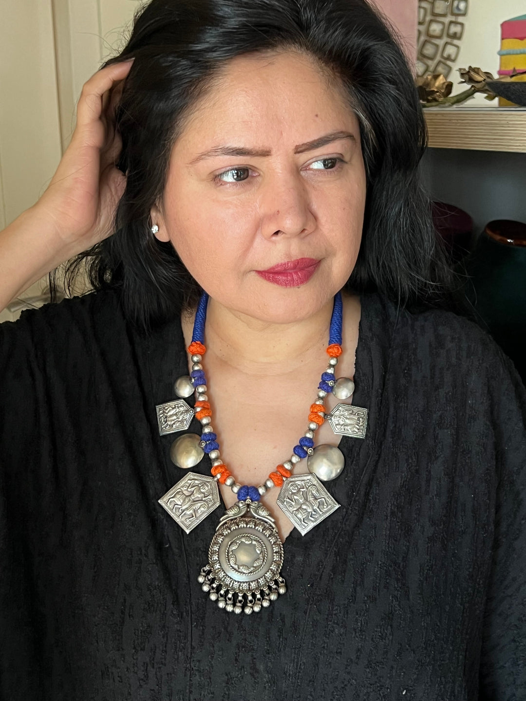 Tribal Pendant Thread Necklace