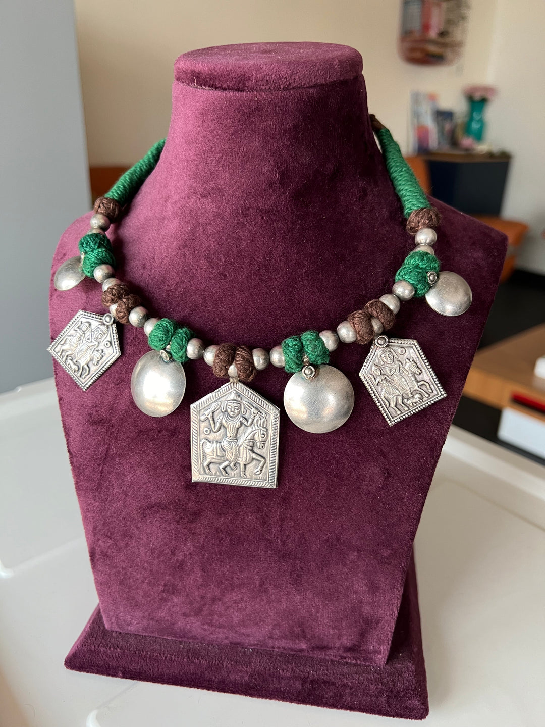 Tribal Pendant Thread Necklace