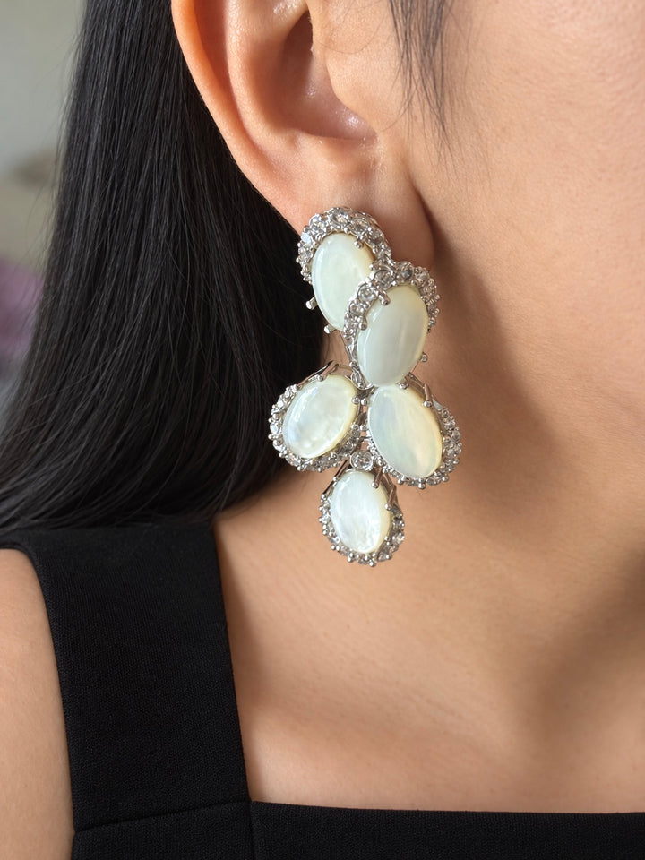 Mother of Pearl Diamond-Look Drop Earrings