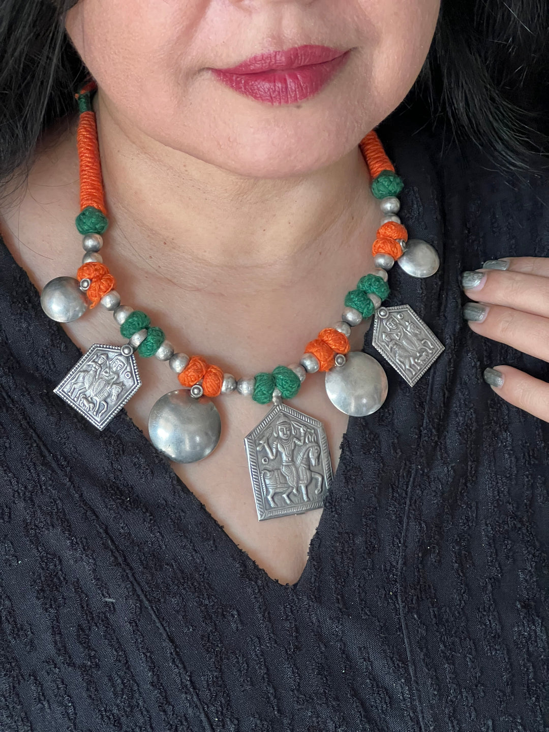 Tribal Pendant Thread Necklace