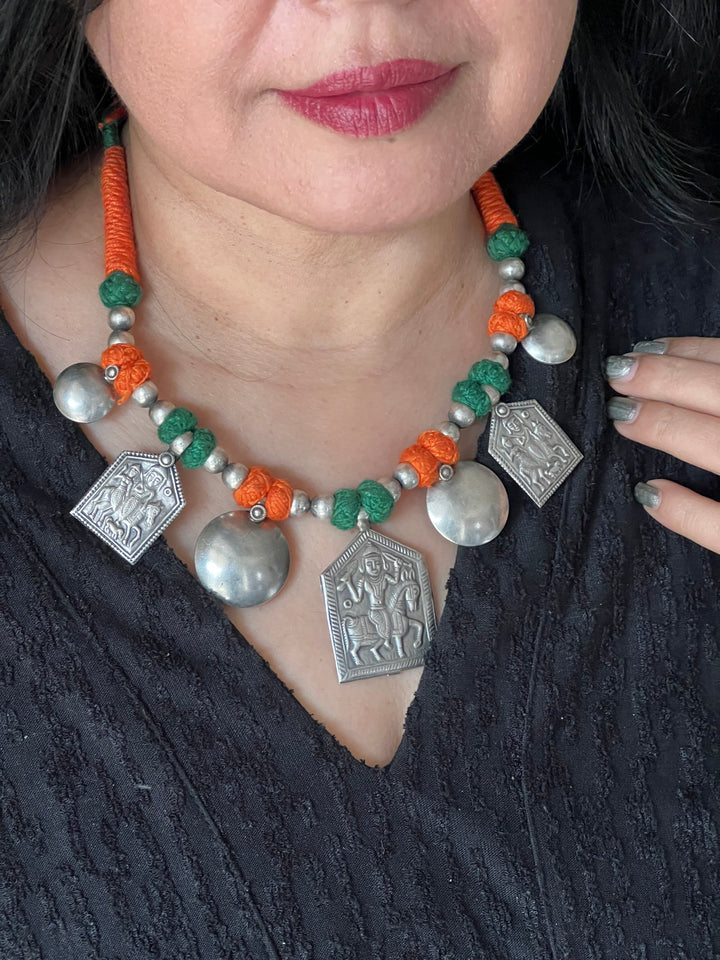 Tribal Pendant Thread Necklace