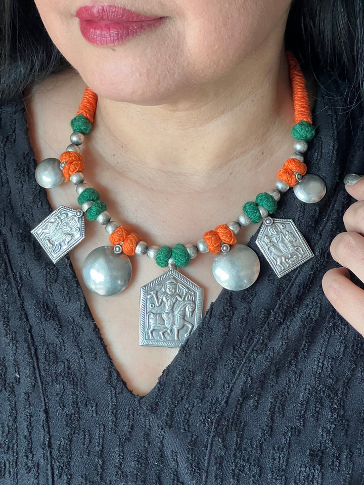 Tribal Pendant Thread Necklace
